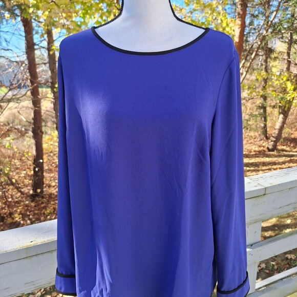 Talbots Purple Tunic Top Black Trim Large - Picture 1 of 8